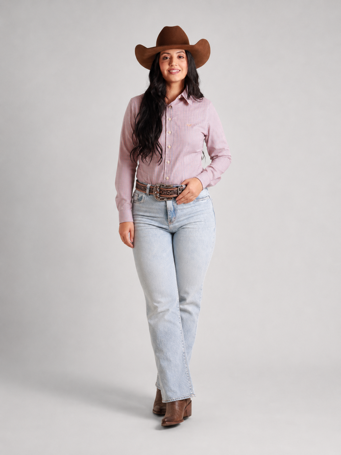 Camisa Feminina BRK M/L Western Salmao
