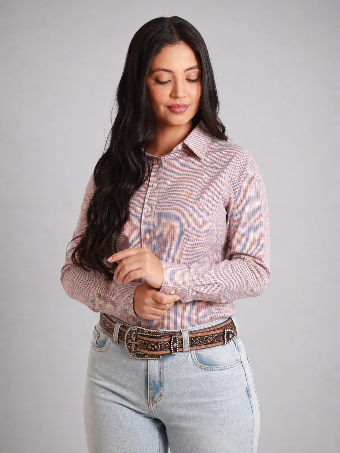 Camisa Feminina BRK M/L Western Salmao