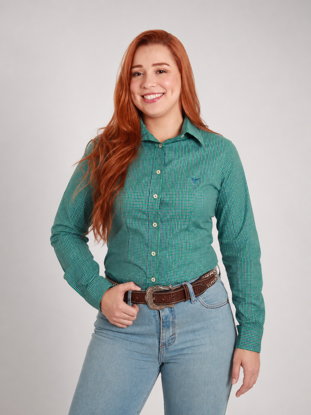 Camisa Feminina BRK M/L Classic Verde Turquesa