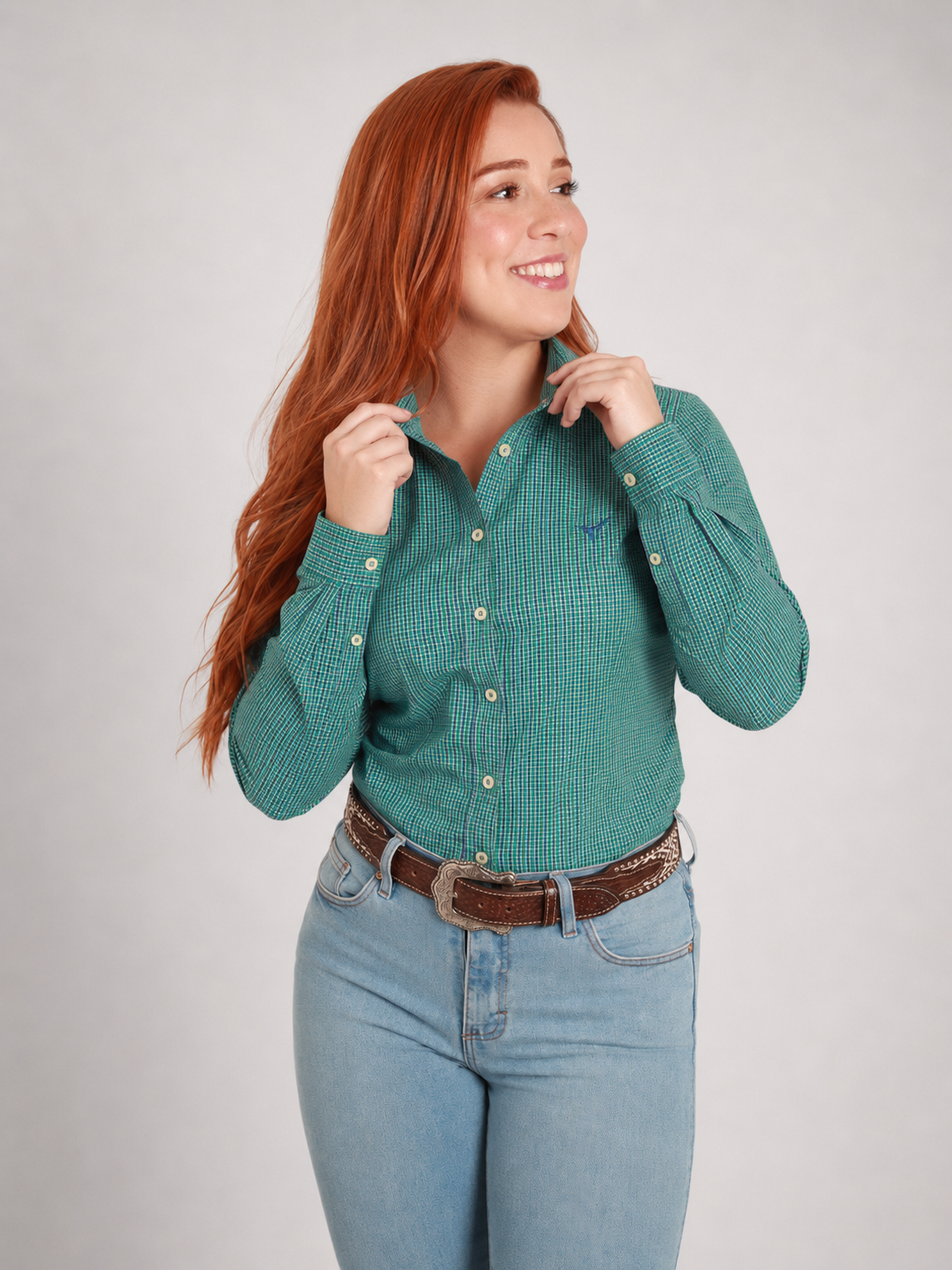 Camisa Feminina BRK M/L Classic Verde Turquesa