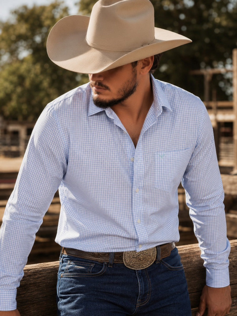 Camisa  BRK M/L Western Azul Claro