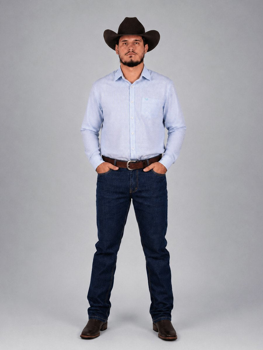 Camisa  BRK M/L Western Azul Claro
