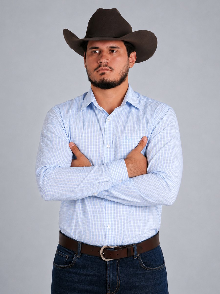 Camisa  BRK M/L Western Azul Claro