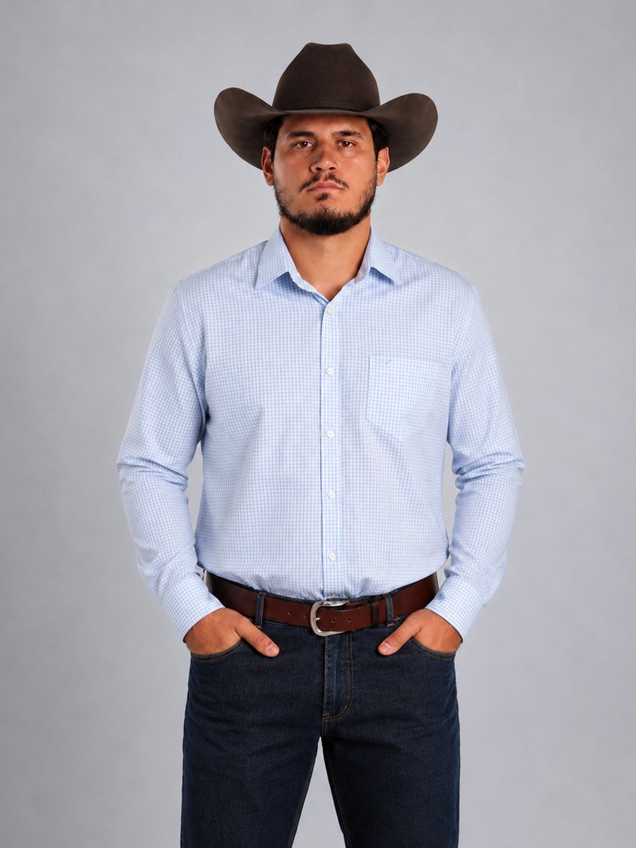 Camisa  BRK M/L Western Azul Claro