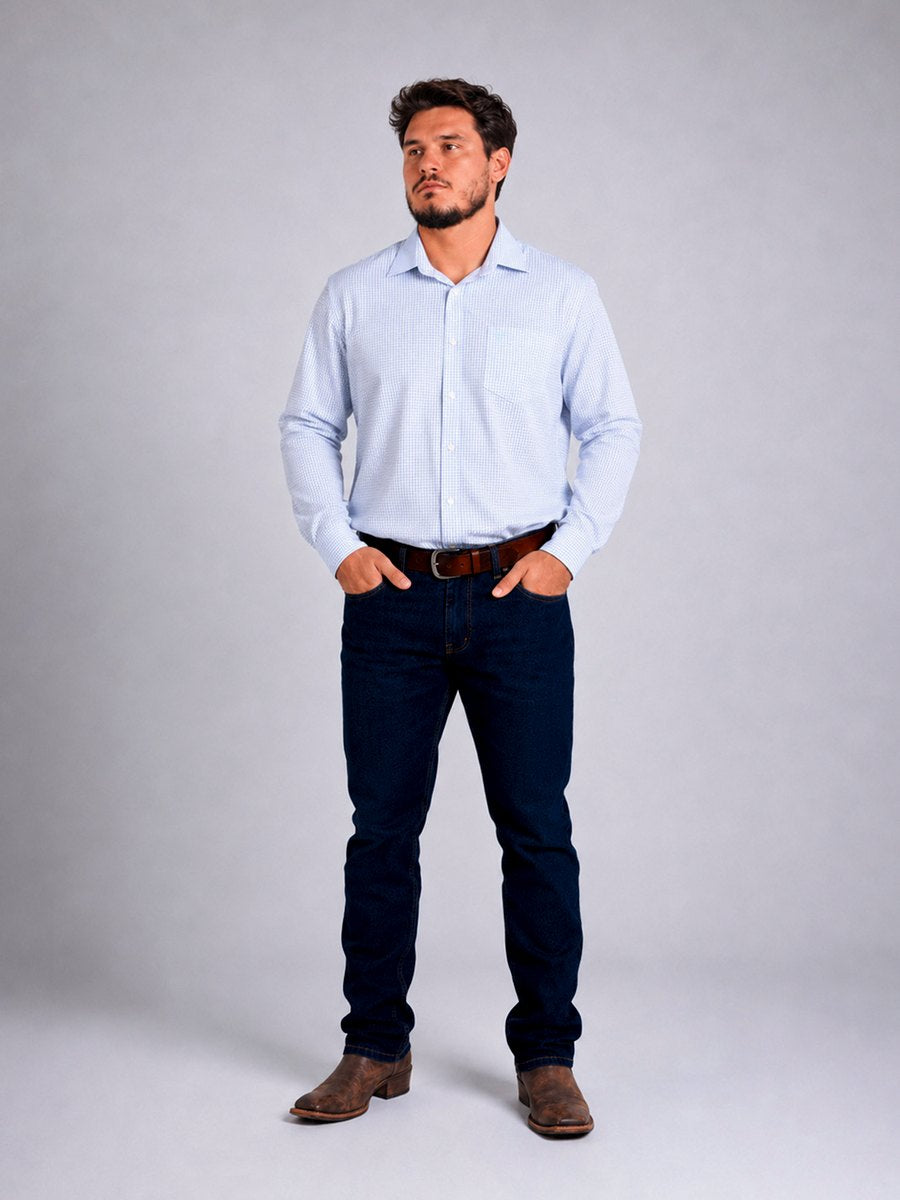 Camisa  BRK M/L Western Azul Claro