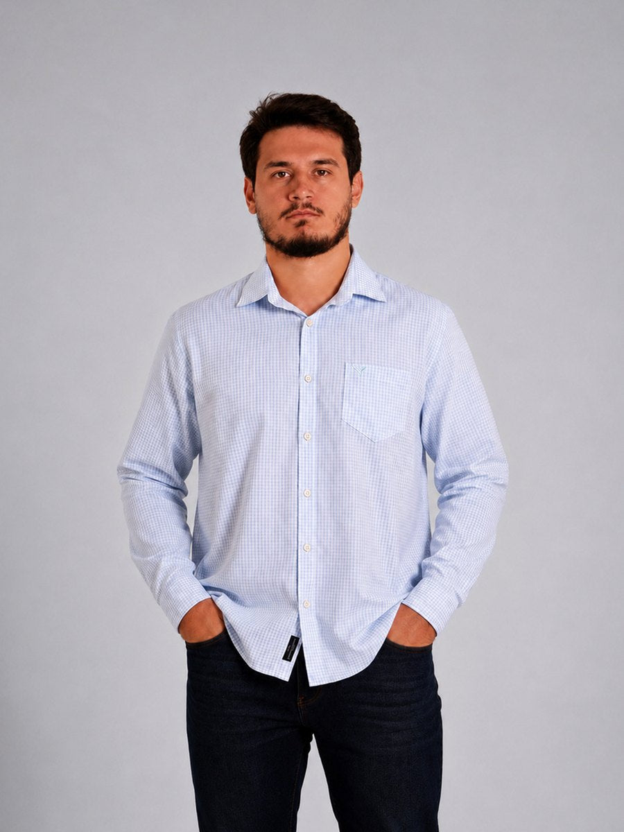 Camisa  BRK M/L Western Azul Claro