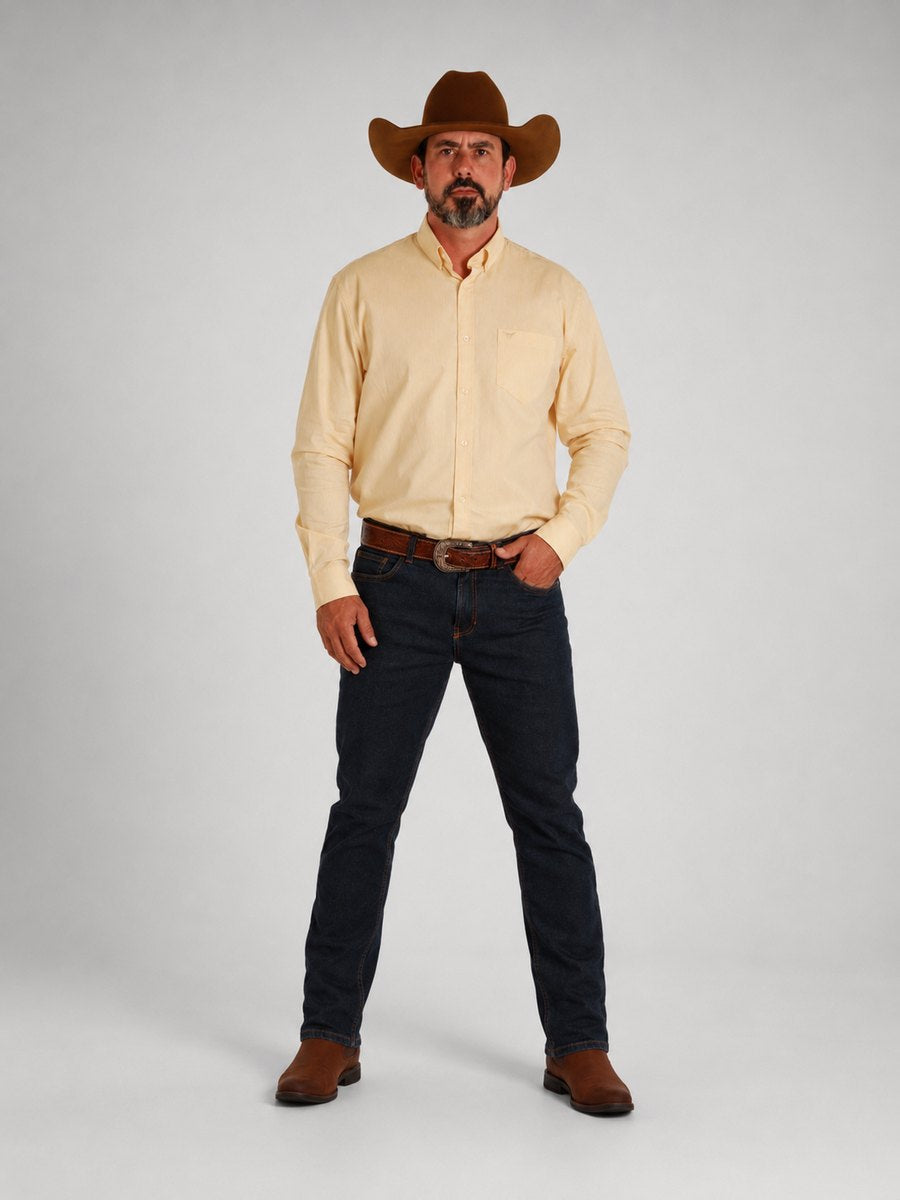 Camisa Xadrez Classic Amarelo Manteiga - Manga Longa - Brk Agro