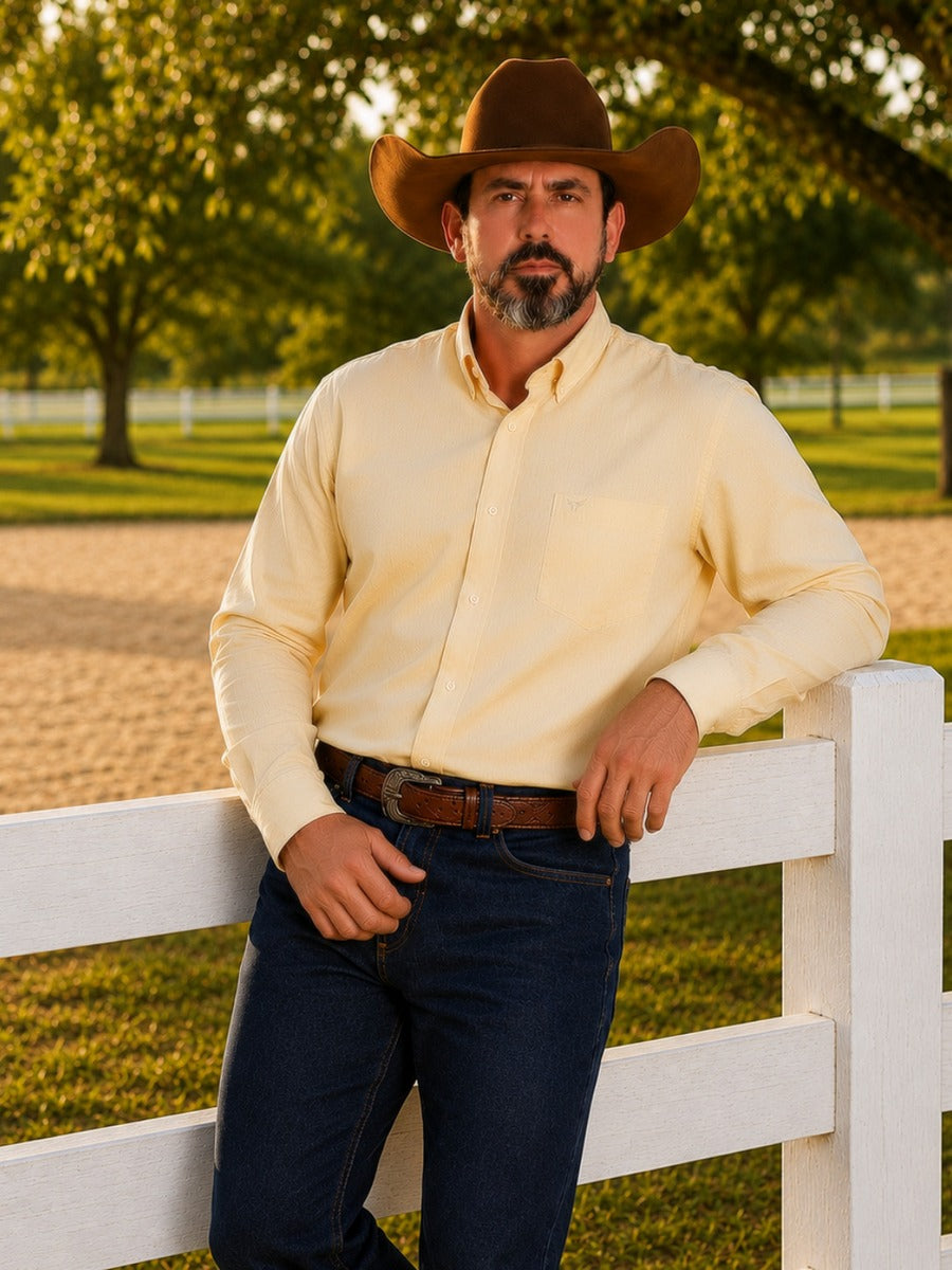 Camisa Xadrez Classic Amarelo Manteiga - Manga Longa - Brk Agro
