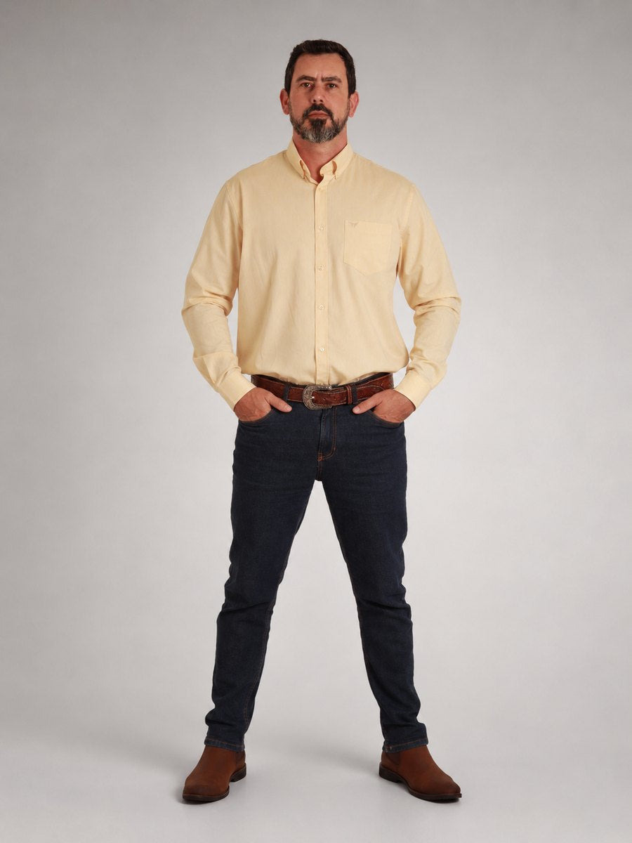 Camisa Xadrez Classic Amarelo Manteiga - Manga Longa - Brk Agro