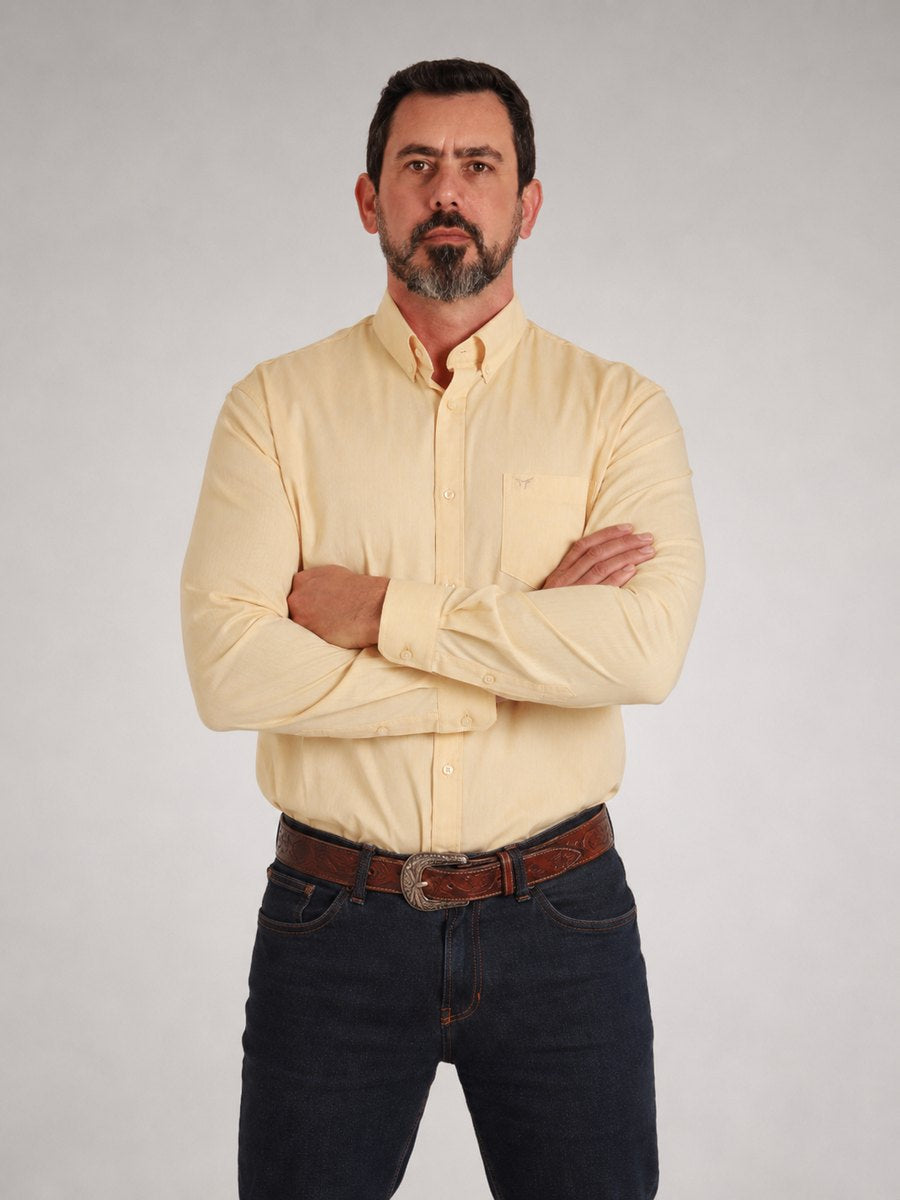 Camisa Xadrez Classic Amarelo Manteiga - Manga Longa - Brk Agro