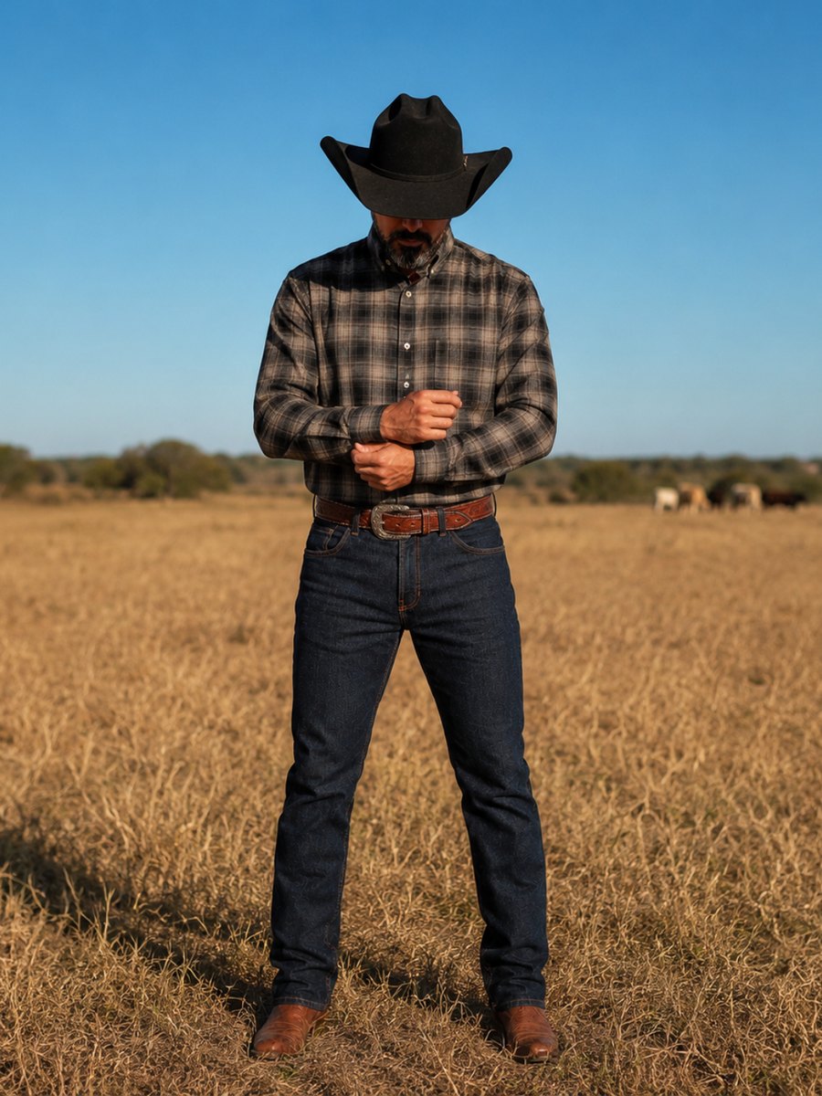 Camisa BRK M/L Ranch Preto Esverdeado