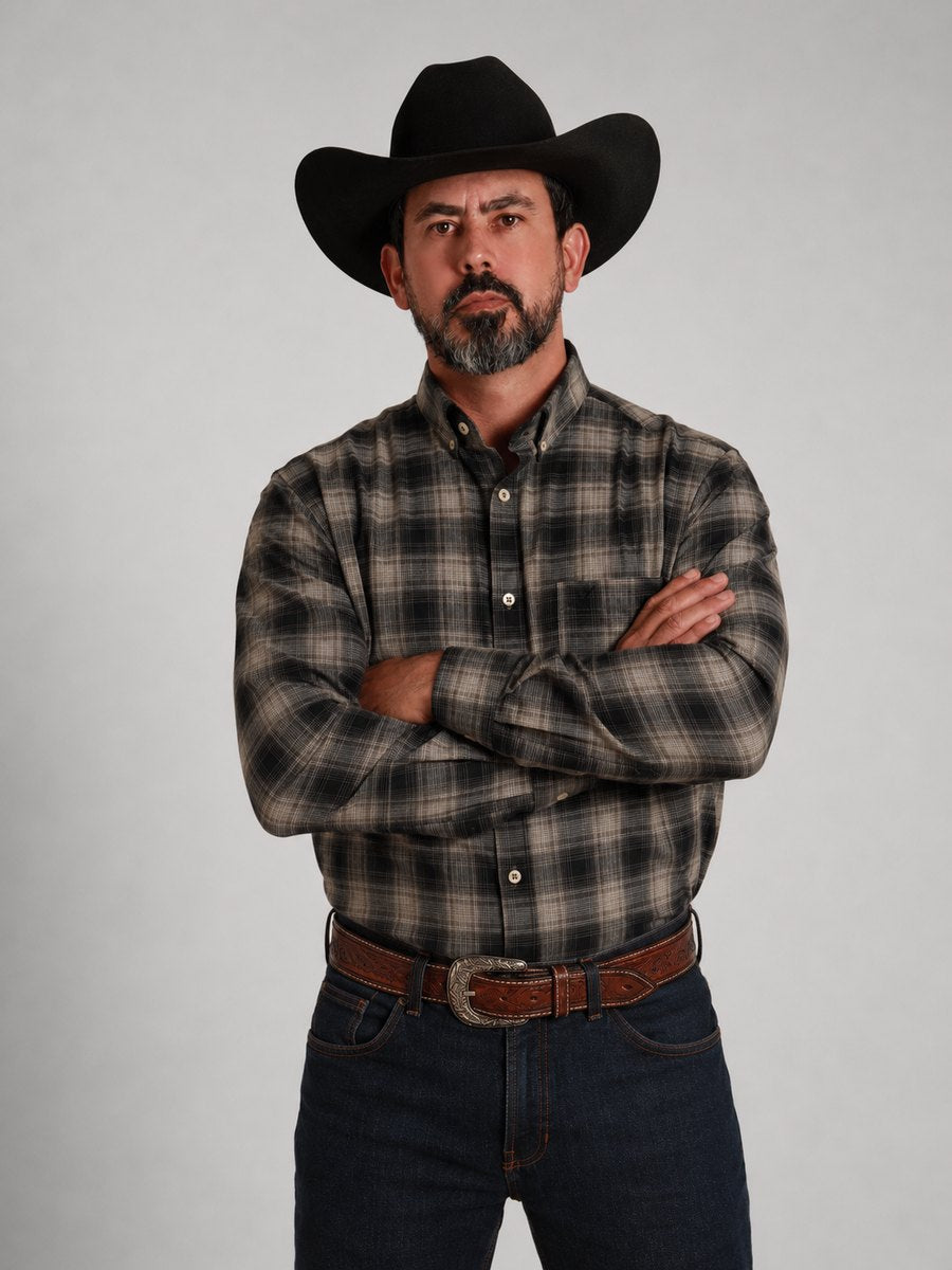 Camisa BRK M/L Ranch Preto Esverdeado