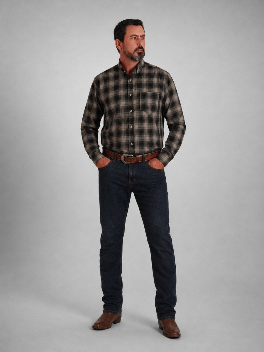 Camisa BRK M/L Ranch Preto Esverdeado