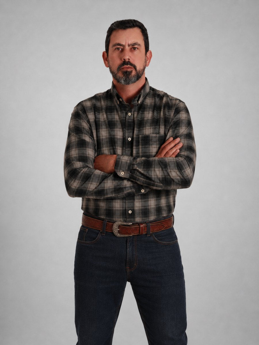 Camisa BRK M/L Ranch Preto Esverdeado