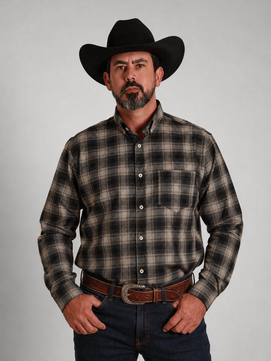 Camisa BRK M/L Ranch Preto Esverdeado