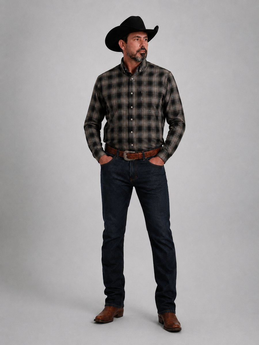 Camisa BRK M/L Ranch Preto Esverdeado