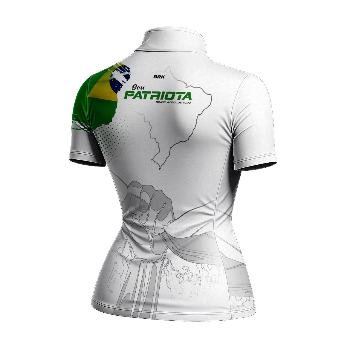 Camiseta Brk  Feminina Básica Patriota Bandeira do Brasil Branca Proteção Solar UV50+ - Brk Agro