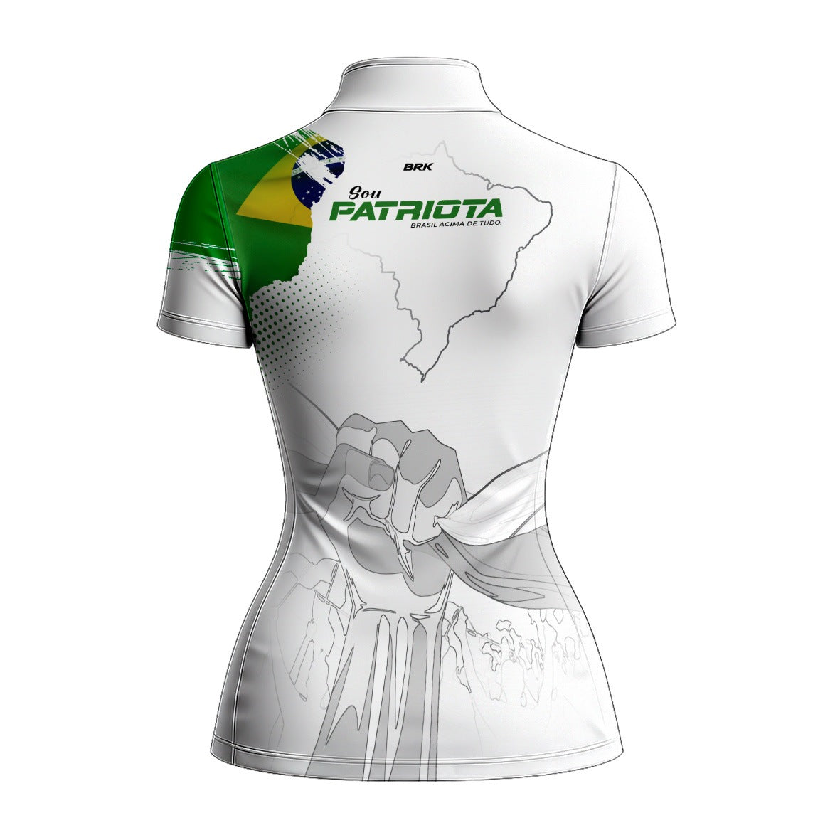 Camiseta Brk  Feminina Básica Patriota Bandeira do Brasil Branca Proteção Solar UV50+ - Brk Agro