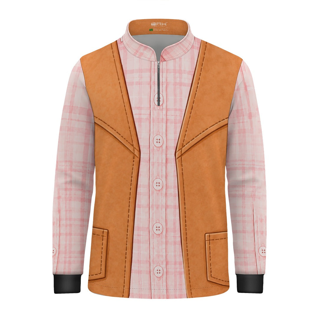 Camisa Agro Infantil Brk Cowgirl Xadrez Rosa Claro com Colete Country e Proteção UV50+