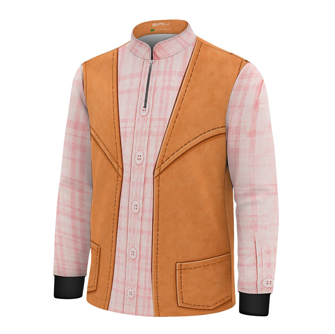Camisa Agro Infantil Brk Cowgirl Xadrez Rosa Claro com Colete Country e Proteção UV50+