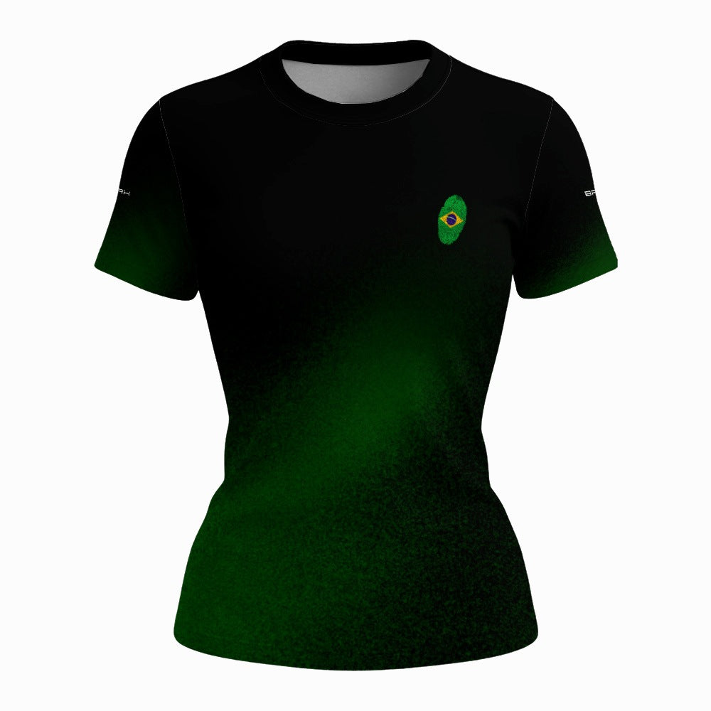 Camiseta Feminina Digital Brasileira Preto e Verde com Proteção UV50