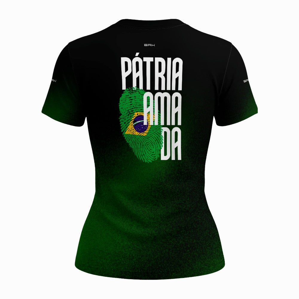 Camiseta Feminina Digital Brasileira Preto e Verde com Proteção UV50