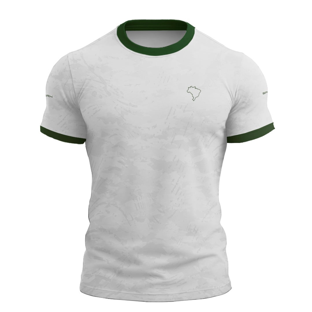 Camiseta Brasil Acima de Todos Branco e Verde com Proteção UV50