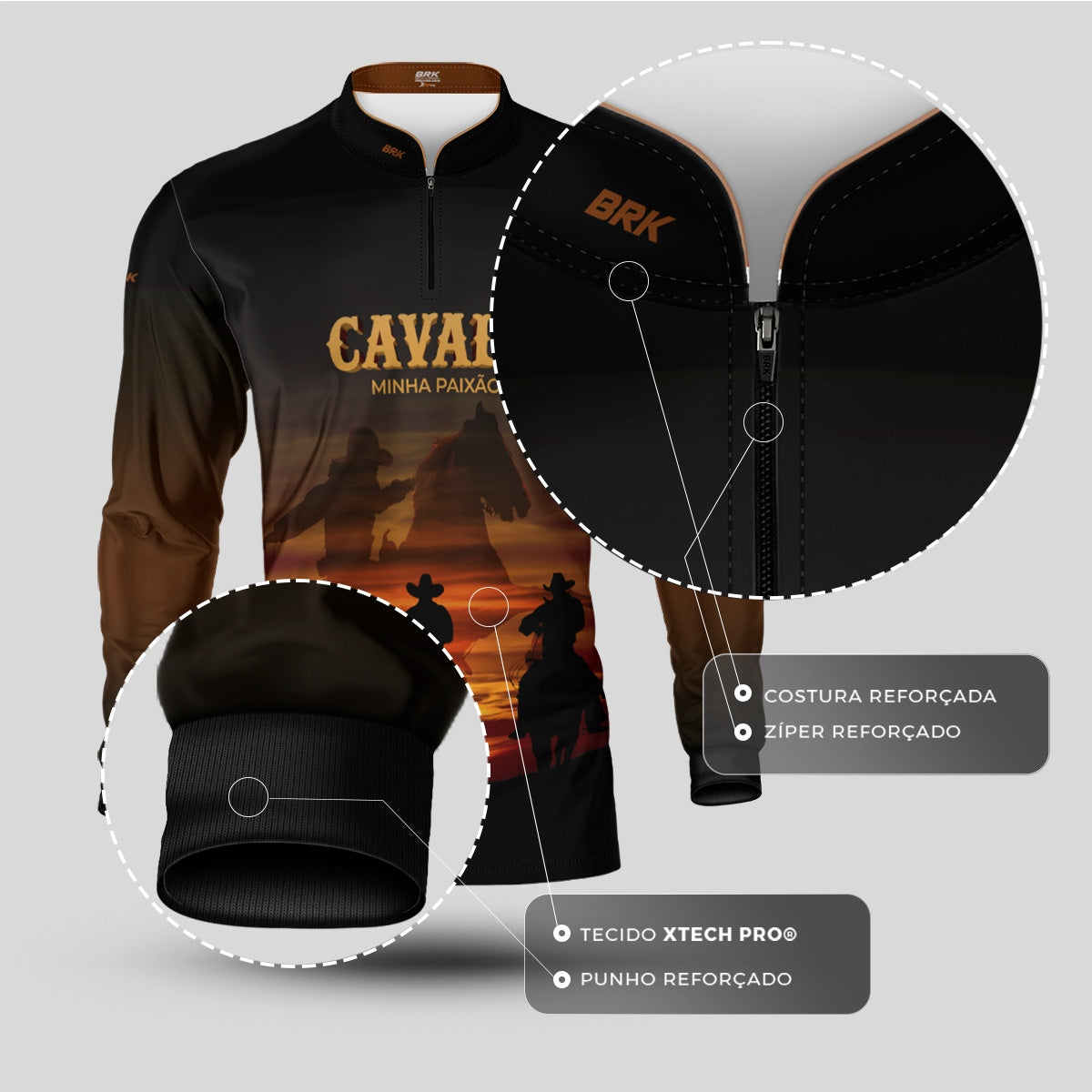 Camisa Agro Brk Eu Sou do Agro Cavalos Minha Paixão com Proteção UV50