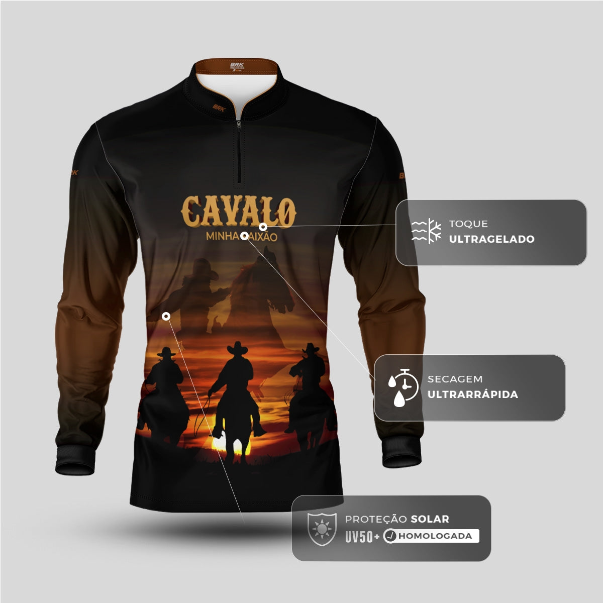 Camisa Agro Brk Eu Sou do Agro Cavalos Minha Paixão com Proteção UV50