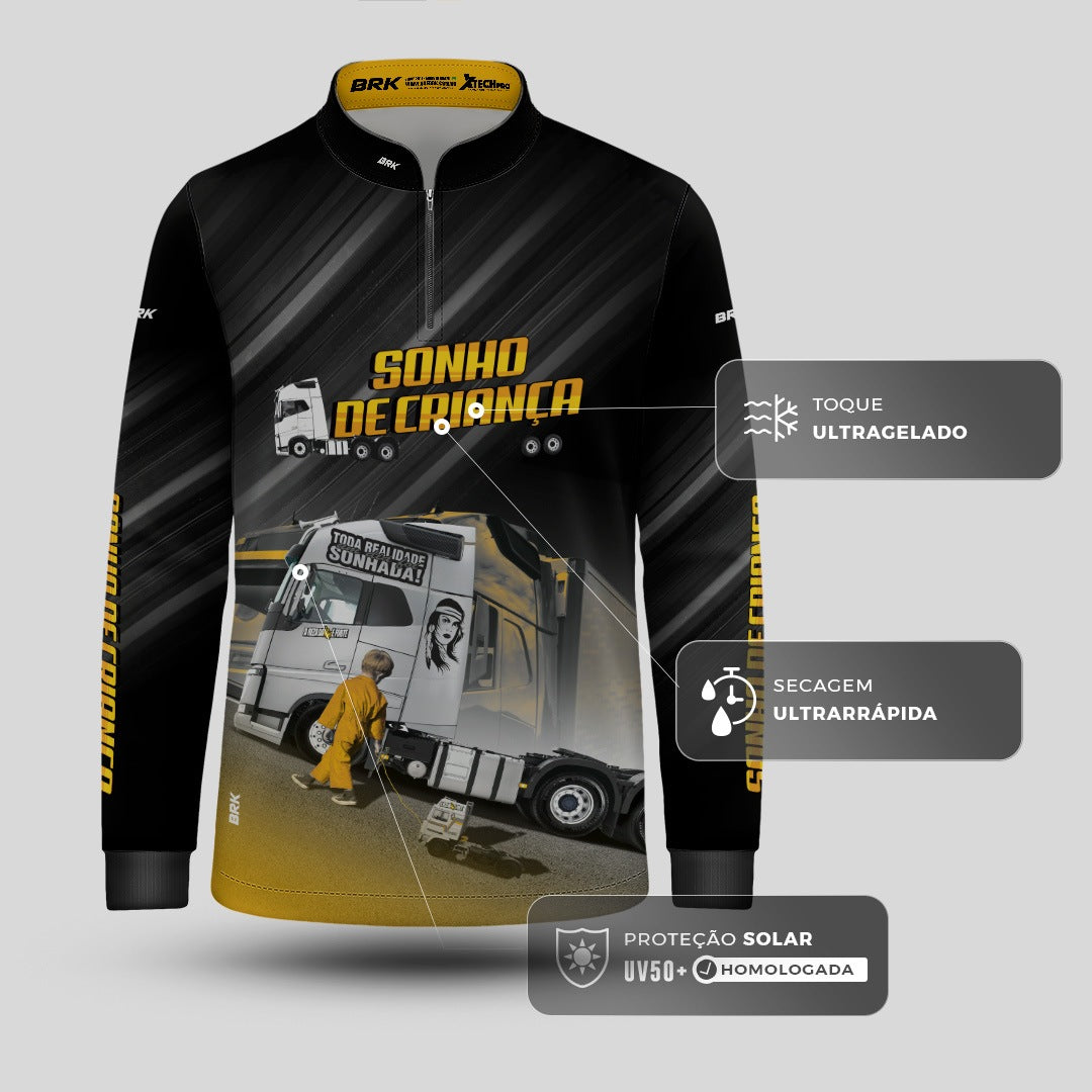 Camisa Infantil Brk Carreta Sonho de Criança com Proteção Solar UV50+