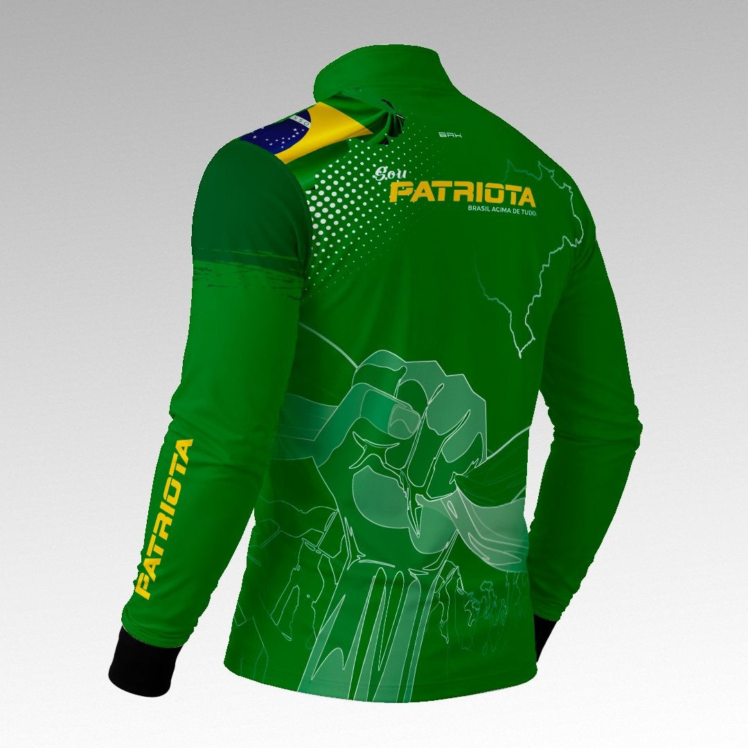 Camisa Verde Patriota Bandeira do Brasil com Proteção UV50
