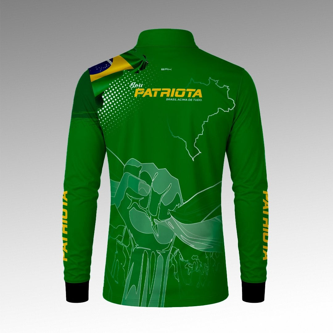 Camisa Verde Patriota Bandeira do Brasil com Proteção UV50