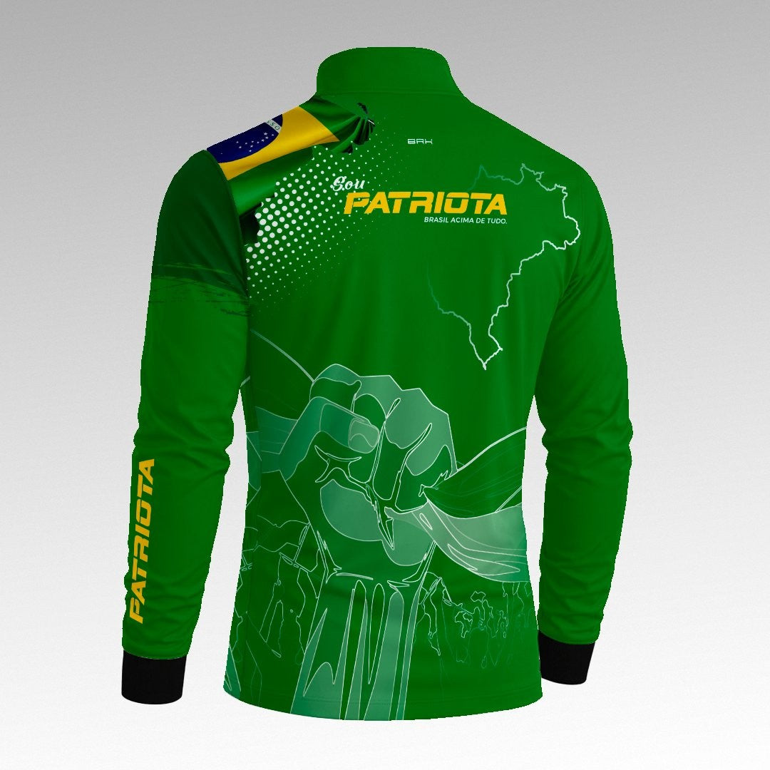 Camisa Verde Patriota Bandeira do Brasil com Proteção UV50