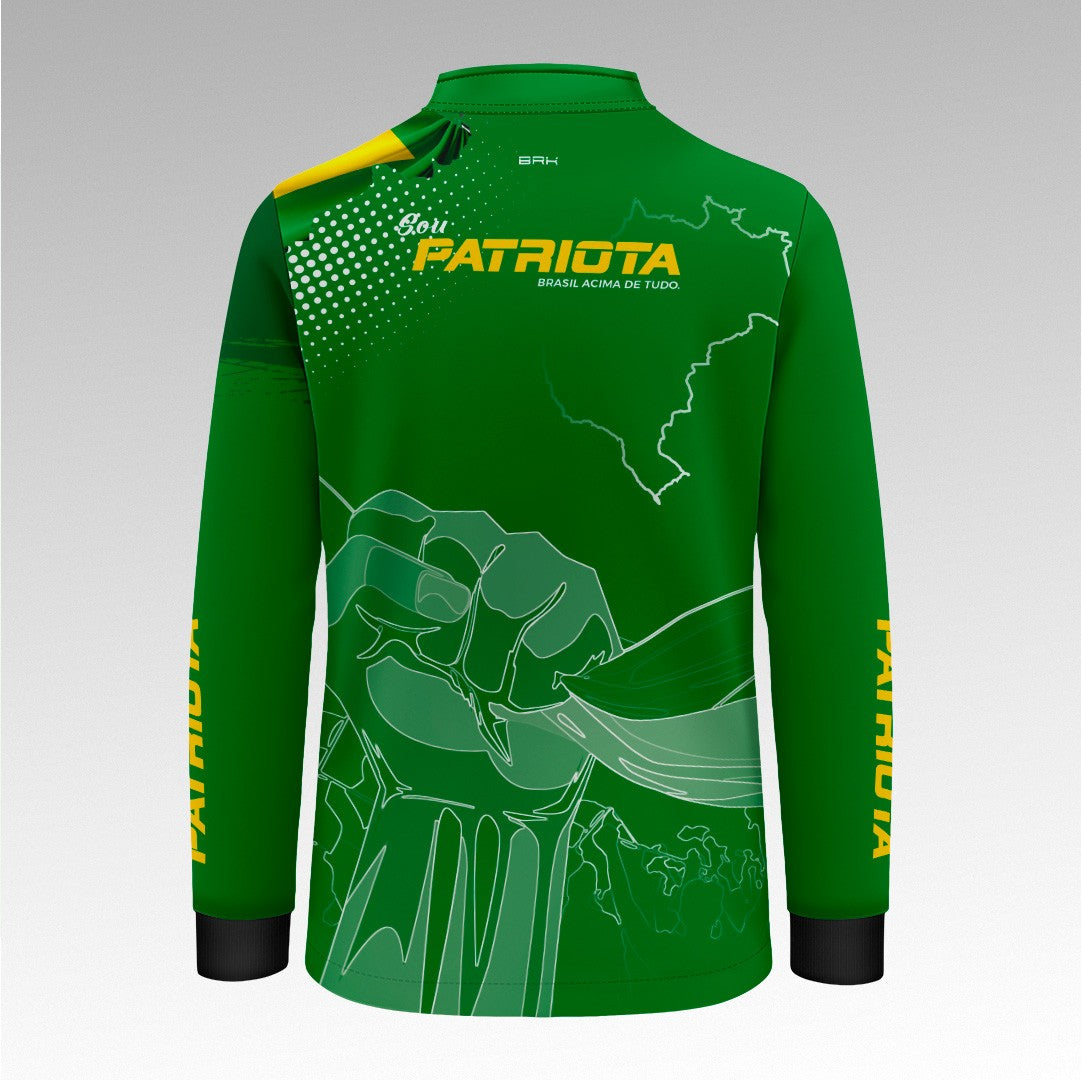 Camisa Infantil Verde Patriota Bandeira do Brasil com Proteção UV50