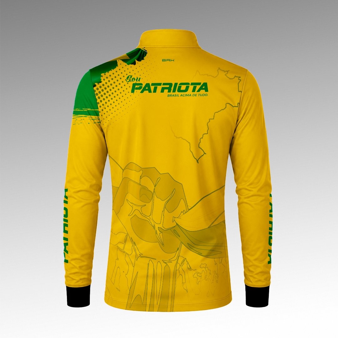 Camisa Amarela Patriota Bandeira do Brasil com Proteção UV50