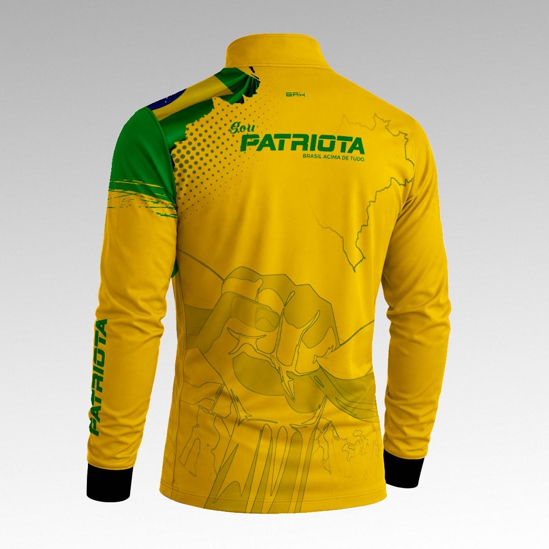 Camisa Amarela Patriota Bandeira do Brasil com Proteção UV50