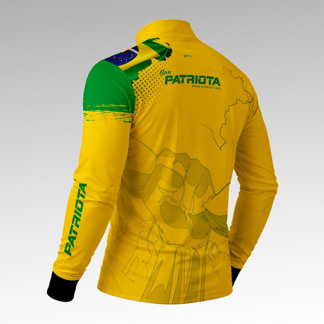 Camisa Amarela Patriota Bandeira do Brasil com Proteção UV50