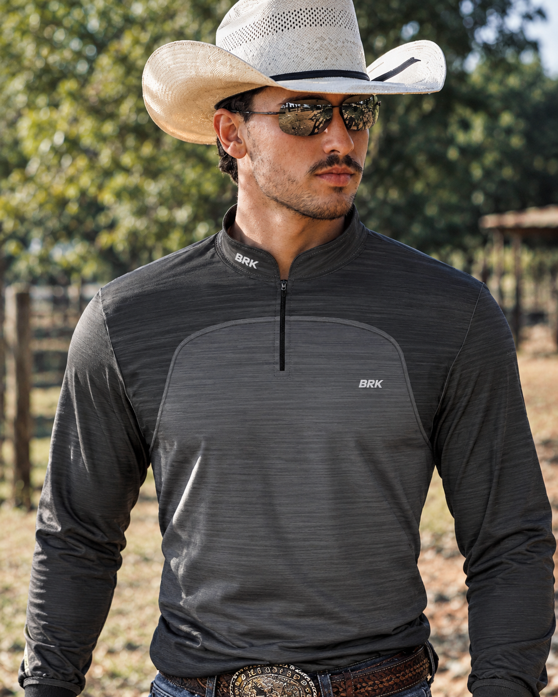 Camisa Brk Mescla Preto Cinza com Proteção Solar UV50+