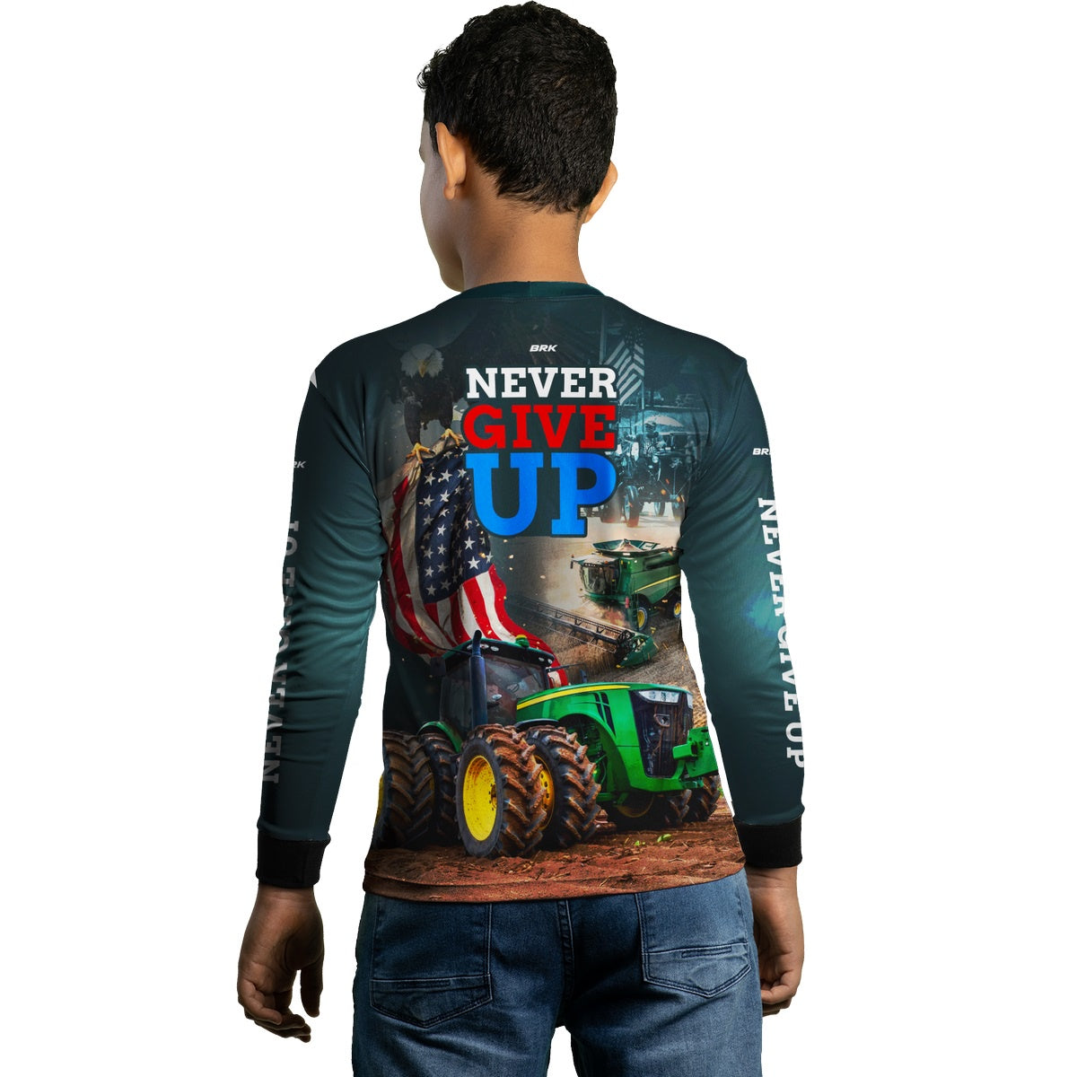 Camisa Agro Brk Never Give Up Trator Verde com Proteção Solar UV50+ - Brk Agro