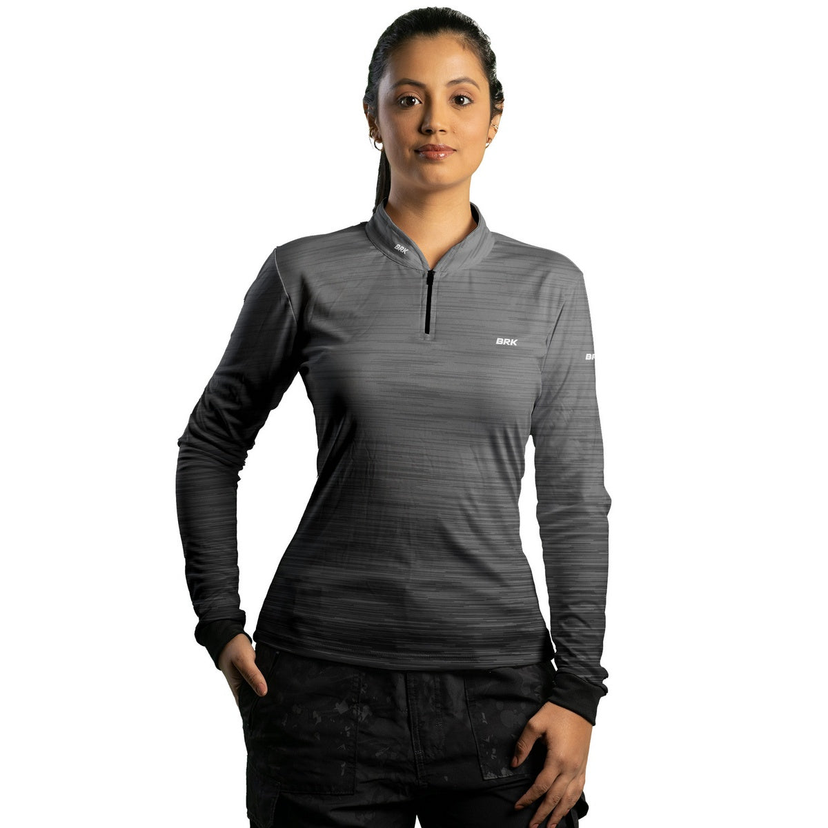 Camisa Agro Feminina Brk Mescla Cinza com Proteção Solar UV50+ - Brk Agro
