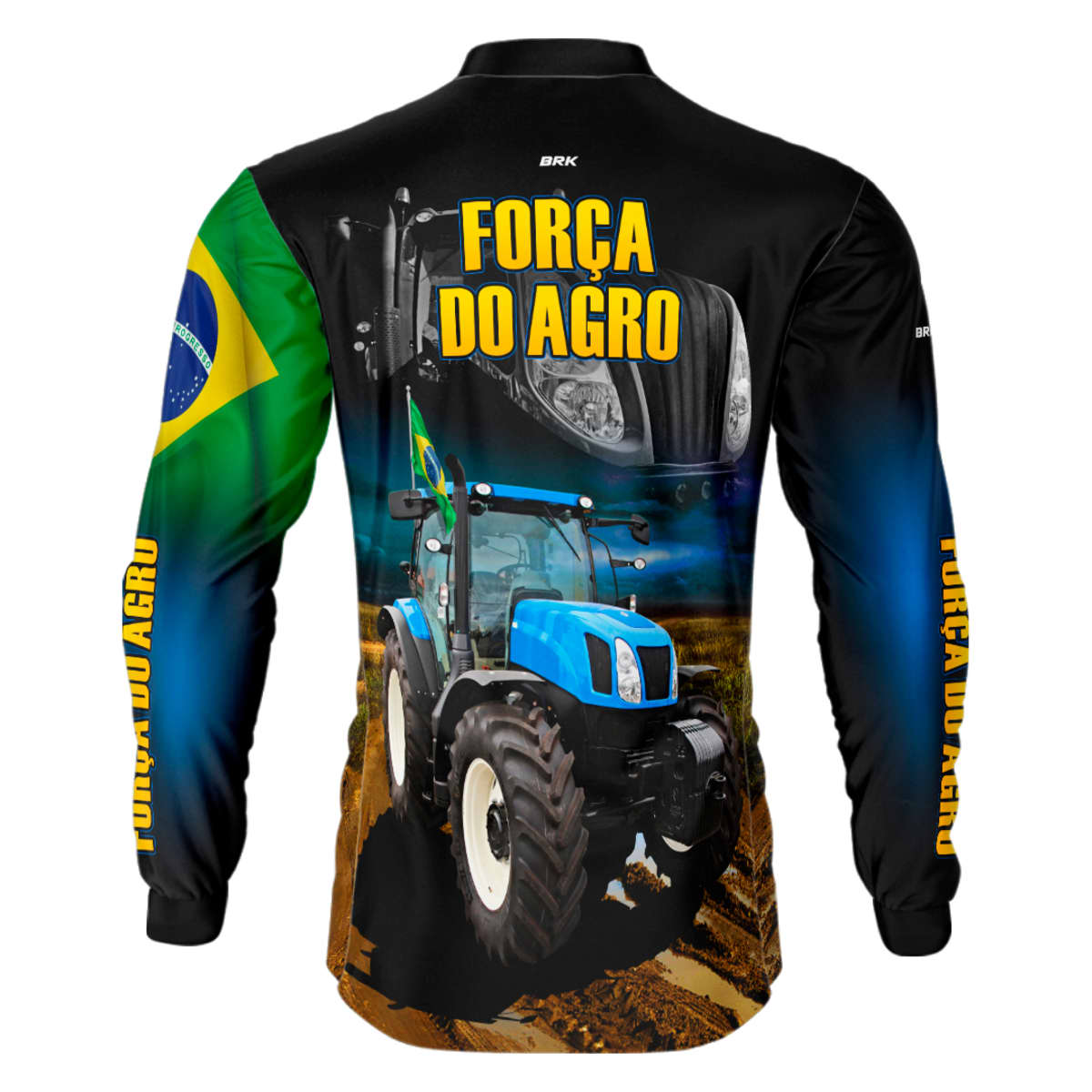Camisa Agro Brk Trator Azul Força do Agro com Proteção Solar UV50+ - Brk Agro
