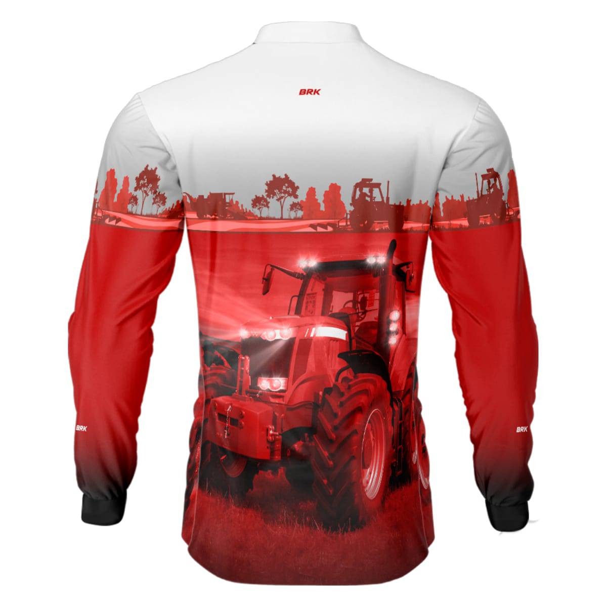 Camisa Branca e Vermelho Brk Agro Massey Ferguson Maquinário com Proteção Solar UV50+ - Brk Agro