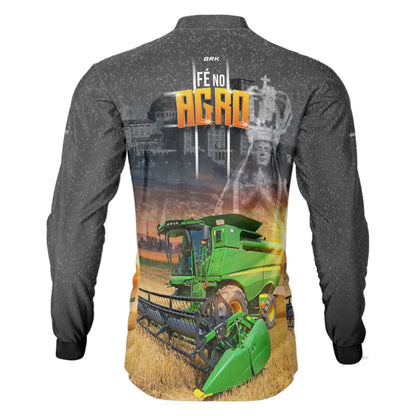 Camisa Agro Brk Colheitadeira Padroeira Fé no Agro com Proteção Solar UV50+ - Brk Agro