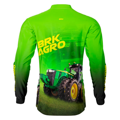 Camisa Agro Brk Trator 8250R Verde com Proteção Solar UV50+ - Brk Agro