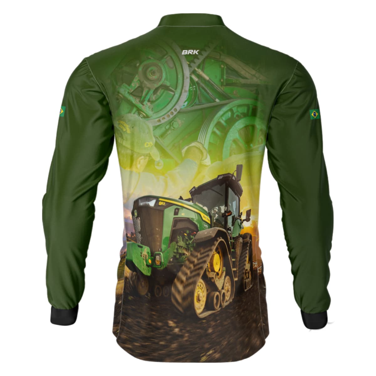 Camisa Agro Brk Trator Agrícola Verde com Proteção Solar UV50+ - Brk Agro