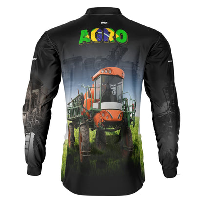 Camisa Agro Brk Pulverizador Trator Laranja com Proteção Solar UV50+ - Brk Agro