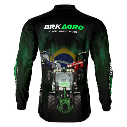 Camisa Agro Brk Preta Tratores com Proteção Solar UV50+ - Brk Agro
