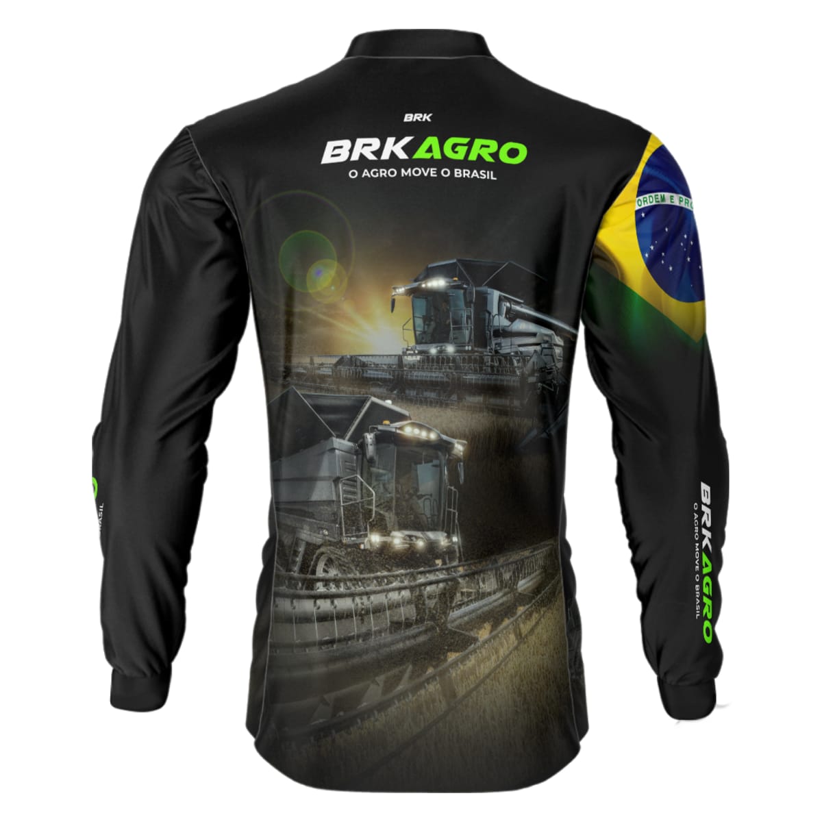Camisa Agro Brk Preta Colheitadeira com Proteção Solar UV50+ - Brk Agro
