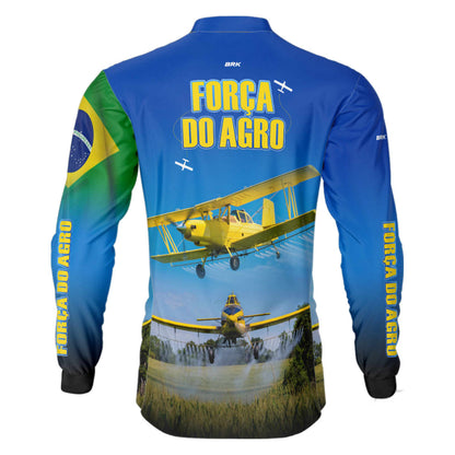 Camisa Agro Brk Azul Aviação Agrícola com Proteção Solar UV50+ - Brk Agro