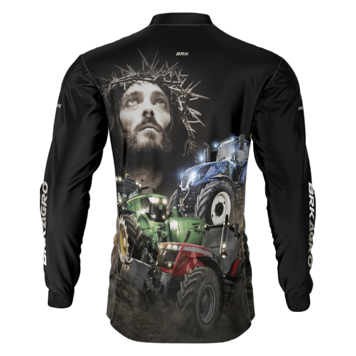 Camisa Agro Brk Trator Jesus Preta com Proteção Solar UV50+ - Brk Agro
